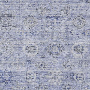 8' X 10' Blue And Gray Damask Washable Indoor Outdoor Area Rug
