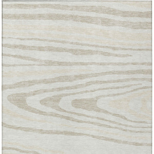 9' X 12' Ivory Beige And Taupe Faux Bois Washable Indoor Outdoor Area Rug