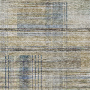8' X 10' Khaki Tan And Beige Striped Washable Indoor Outdoor Area Rug