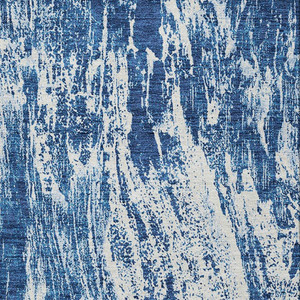 9' X 12' Navy Blue And Ivory Abstract Washable Indoor Outdoor Area Rug - Navy Blue, Ivory