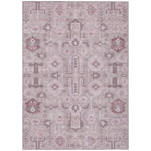 10' X 14' Pink Mauve And Blush Oriental Washable Indoor Outdoor Area Rug