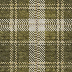 10' X 14' Olive Green Gold And Brown Plaid Washable Indoor Outdoor Area Rug