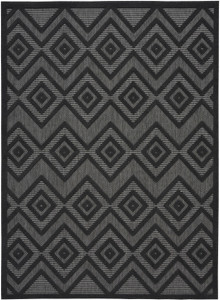 5' X 7' Charcoal Black Argyle Indoor Outdoor Area Rug - 606114457374