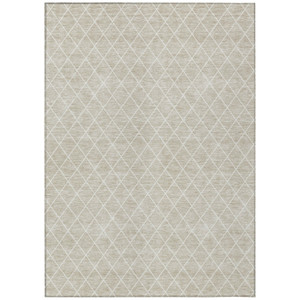 8' X 10' Beige And Ivory Geometric Washable Indoor Outdoor Area Rug - 608219389765