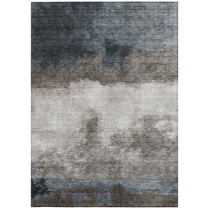 10' X 14' Gray Black And Brown Abstract Washable Indoor Outdoor Area Rug