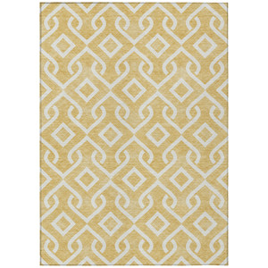 8' X 10' Gold And Ivory Geometric Washable Indoor Outdoor Area Rug