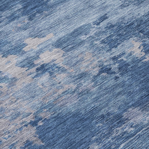 10' X 14' Navy Blue And Ivory Abstract Washable Indoor Outdoor Area Rug - 880016852011