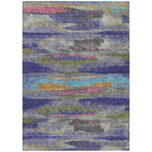 8' X 10' Lavender Pink And Blue Abstract Washable Indoor Outdoor Area Rug