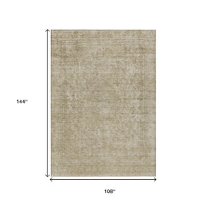 9' X 12' Tan And Beige Abstract Washable Indoor Outdoor Area Rug - 880016466874