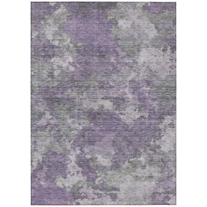 10' X 14' Purple And Gray Abstract Washable Indoor Outdoor Area Rug