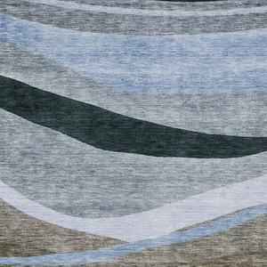 8' X 10' Brown Blue And Gray Abstract Washable Indoor Outdoor Area Rug