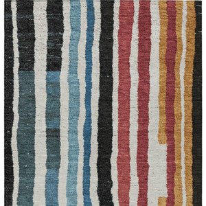 10' X 14' Black Denim Blue And Merlot Striped Washable Indoor Outdoor Area Rug