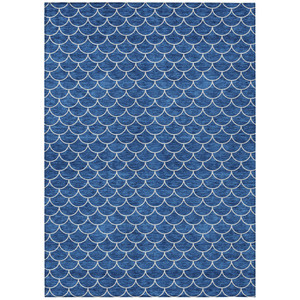8' X 10' Blue And Ivory Geometric Washable Indoor Outdoor Area Rug - 608219300869