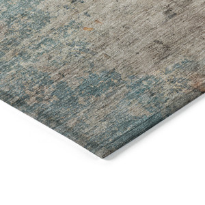 10' X 14' Teal Blue Abstract Washable Indoor Outdoor Area Rug Transitional Style - Teal Blue Color