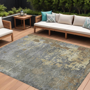 9' X 12' Taupe Gray And Beige Abstract Washable Indoor Outdoor Area Rug - Taupe, Gray, Beige