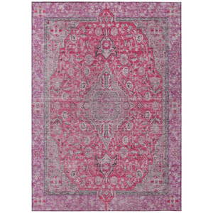 8' X 10' Pink And Lavender Medallion Washable Indoor Outdoor Area Rug