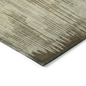 8' X 10' Brown And Green Striped Washable Indoor Outdoor Area Rug