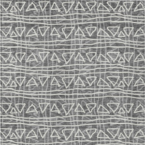 8' X 10' Charcoal Gray And Ivory Geometric Washable Indoor Outdoor Area Rug