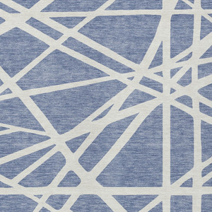 8' X 10' Denim Blue And Ivory Geometric Washable Indoor Outdoor Area Rug Transitional Style - Denim Blue, Ivory Color
