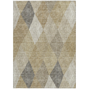 10' X 14' Wheat Taupe And Ivory Argyle Washable Indoor Outdoor Area Rug