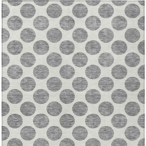 8' X 10' Gray And Ivory Polka Dot Washable Indoor Outdoor Area Rug