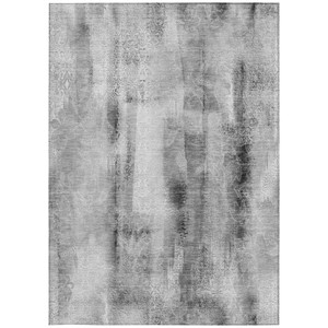 9' X 12' Gray Washable Non Skid Indoor Outdoor Area Rug