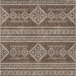 8' X 10' Brown And Ivory Southwestern Washable Indoor Outdoor Area Rug - Brown, Ivory