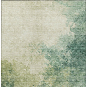 9' X 12' Green And Ivory Abstract Washable Indoor Outdoor Area Rug - 880016771084