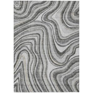 10' X 14' Gray Charcoal And Ivory Abstract Washable Indoor Outdoor Area Rug Transitional Style - Gray, Charcoal, Ivory Color