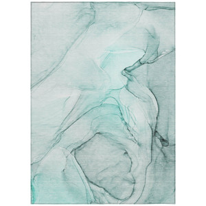 9' X 12' Teal Abstract Washable Non Skid Indoor Outdoor Area Rug - 608219203535