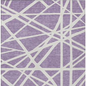 9' X 12' Lavender And Ivory Geometric Washable Indoor Outdoor Area Rug Transitional Style - Lavender, Ivory Color