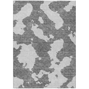 10' X 14' Gray And Ivory Abstract Washable Indoor Outdoor Area Rug - Gray, Ivory