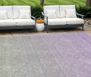 8' X 10' Artichoke Green And Lavender Ombre Washable Indoor Outdoor Area Rug