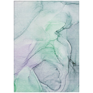 9' X 12' Blue and Gray Abstract Washable Non Skid Indoor Outdoor Area Rug