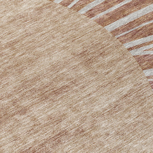 8' Orange Copper And Terra Cotta Round Abstract Washable Indoor Outdoor Area Rug
