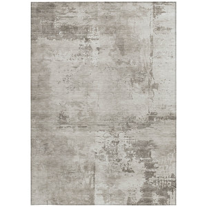 10' X 14' Beige And Gray Abstract Washable Indoor Outdoor Area Rug - 608219357344