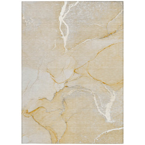 8' X 10' Beige Abstract Washable Indoor Outdoor Area Rug