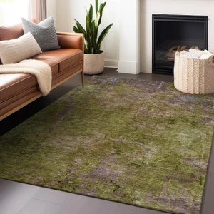 8' X 10' Green Abstract Washable Indoor Outdoor Area Rug - Green