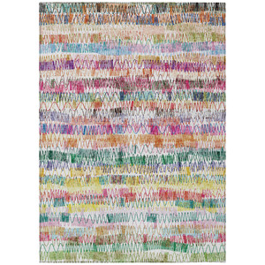8' X 10' Green Ivory And Purple Striped Washable Indoor Outdoor Area Rug