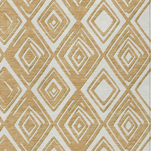 8' X 10' Gold And Ivory Geometric Washable Indoor Outdoor Area Rug - Gold, Ivory