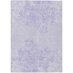 8' X 10' Lilac Purple And Ivory Floral Washable Indoor Outdoor Area Rug
