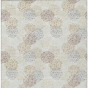 10' X 14' Ivory Brown And Gray Polka Dot Washable Indoor Outdoor Area Rug