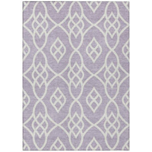 10' X 14' Lavender And Ivory Trellis Washable Indoor Outdoor Area Rug