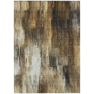 10' X 14' Chocolate Abstract Washable Non Skid Indoor Outdoor Area Rug - 608219027667
