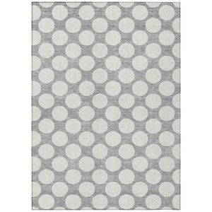 8' X 10' Gray And Silver Polka Dot Washable Indoor Outdoor Area Rug