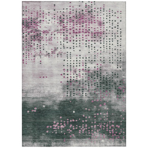 9' X 12' Blush And Emerald Geometric Washable Indoor Outdoor Area Rug