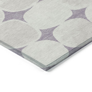 8' X 10' Lavender Beige And Ivory Abstract Washable Indoor Outdoor Area Rug