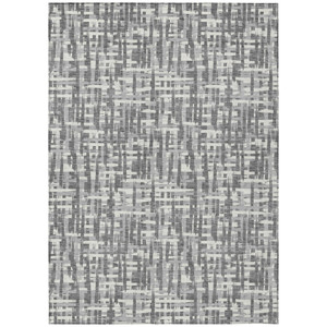 9' X 12' Gray And Charcoal Abstract Washable Indoor Outdoor Area Rug - 608219241490