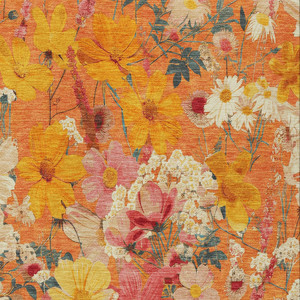 8' X 10' Orange Peach And Salmon Floral Washable Indoor Outdoor Area Rug