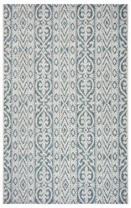 1'10" X 3' Blue Damask Indoor Outdoor Area Rug - 606114678489 1'10" X 3' Blue Damask Indoor Outdoor Area Rug - 606114678489